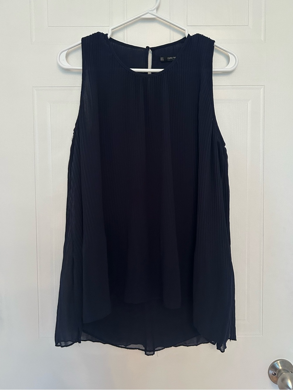 Zara Basic Navy Pleated Sleeveless Top - Women’s Size M